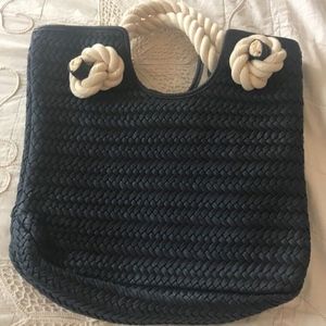 Talbots Woven Nautical Knots Rope Tote Purse
